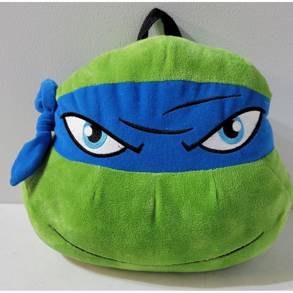 Teenage Mutant Ninja Turtles Backpack Soft Plush Bag Zipper 2014 Leonardo Blue